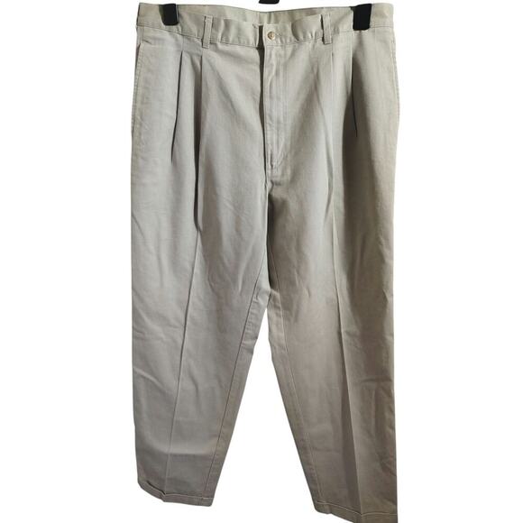 Bill Blass Pleated Cuffed Pant Khaki Mens Size 36 - Picture 1 of 5